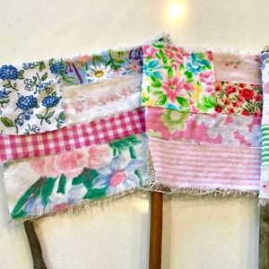 Spring summer Easter floral shabby boho fabric  flags cottage core pastel