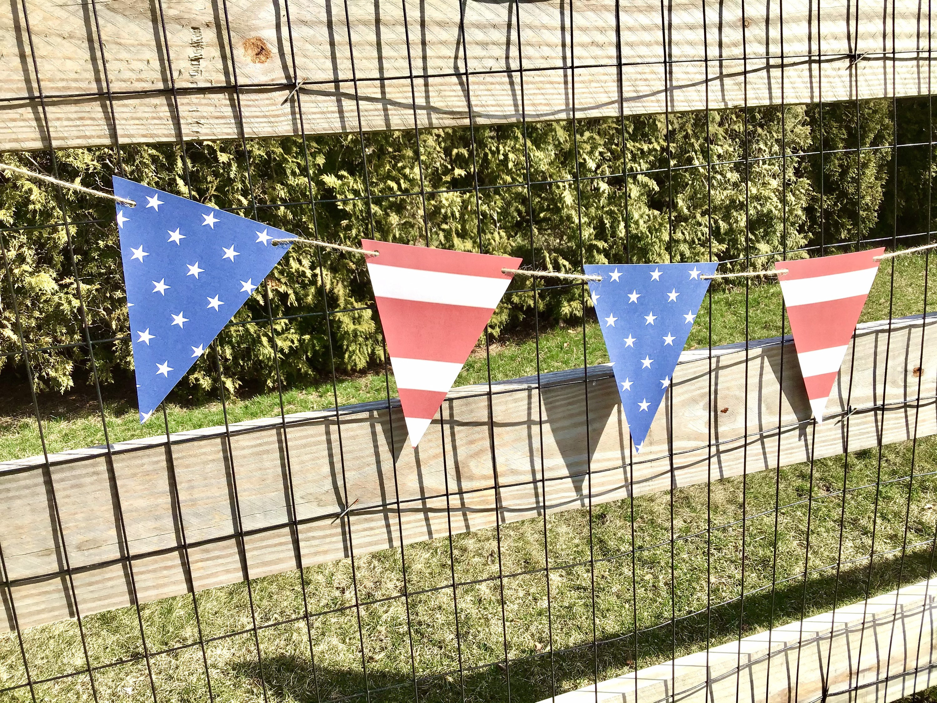 Patriotic Red White and Blue Flags Pennant Garland Banner - Etsy
