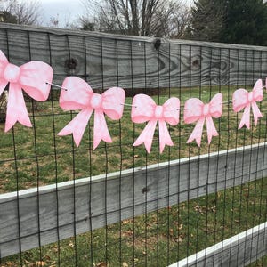 Pink and custom  cardstock bows coquette garland Valentine’s Day weddings showers