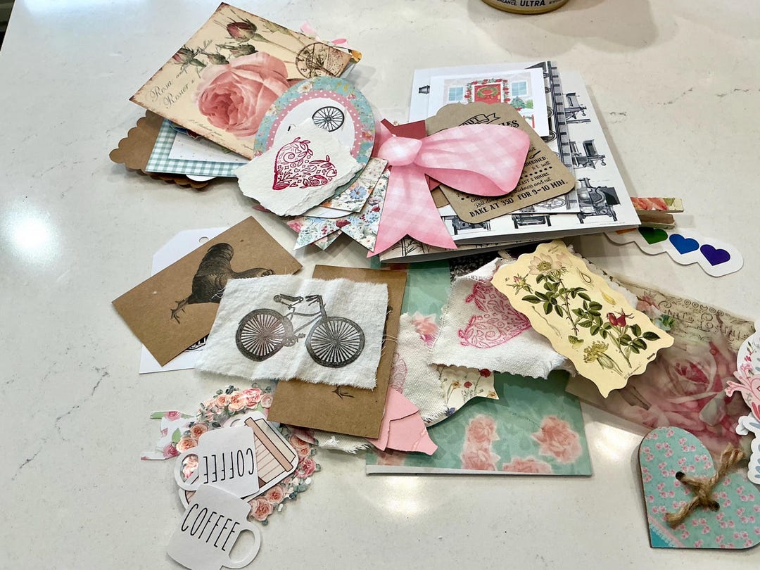 Junk Journal Ephemera Assorted Scrap Pack Destash Stickers, Tags, Cards ...