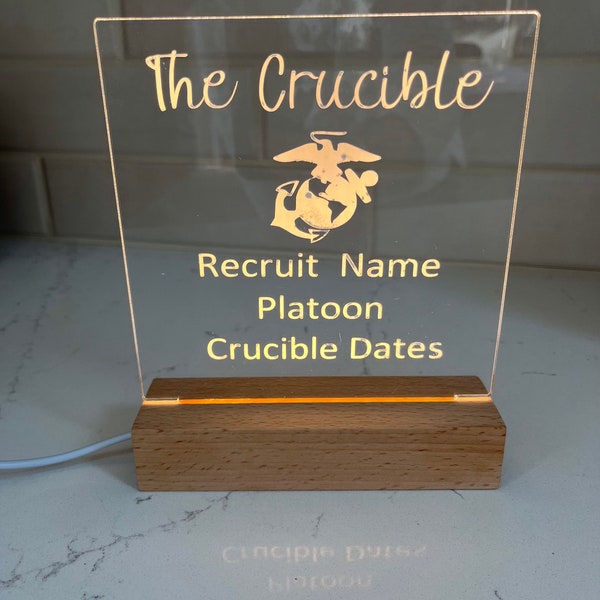 USMC personalized recruit Crucible LED display  Official Hobbyist of the USMC License #22148.