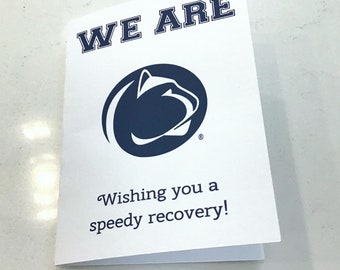 Penn State Greeting Cards, We Are wishing you a speedy recovery card with envelope.  Officially licensed