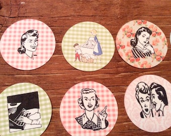 Vintage inspired round domestic goddess tags