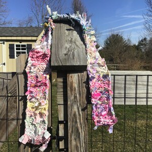 Knitted fabric scarf boho cottage core OOAK