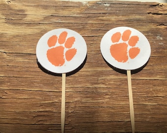 Clemson paw print cupcake toppers. Officially licensed