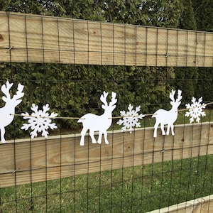 White Scandinavian farmhouse deer and snowflake garland Hygge