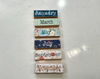 Months of the Year tier tray blocks