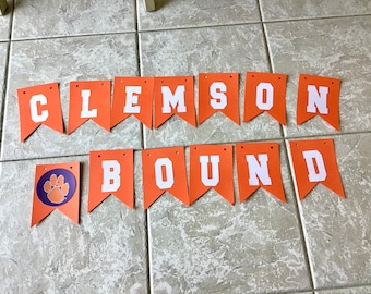 Clemson Bound banner garland. Plain, polka dot and gingham plaid! Officially licensed