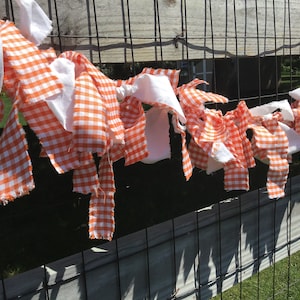 Tennessee Clemson Orange Gingham Fabric Garland, Tailgate Party Banner, Officially Licensed