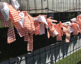 Tennessee Clemson Orange Gingham Fabric Garland, Tailgate Party Banner, Officially Licensed