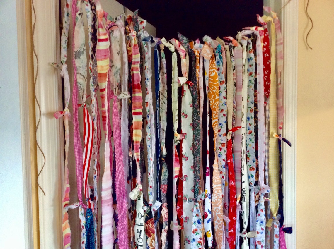 Boho Gypsy Hippy Colorful Fabric Rag Tied Garland Curtain - Etsy