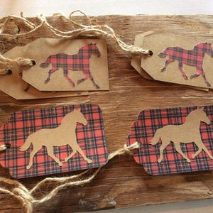 Horse lover gift tags plaid custom