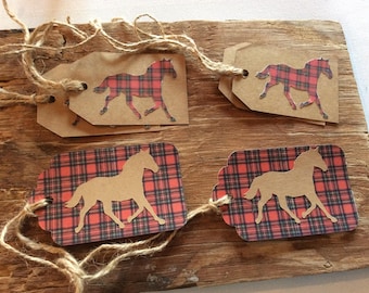 Horse lover gift tags plaid custom