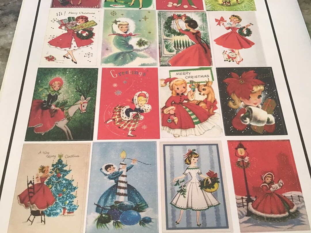 Vintage Retro Christmas Girls Women Images Stickers Planners - Etsy