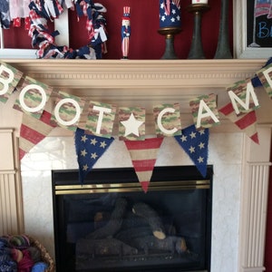 Military party Boot Camp paper garland banner