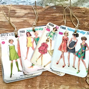 Vintage retro sewing pattern gift tags