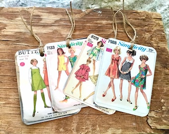 Vintage retro sewing pattern gift tags