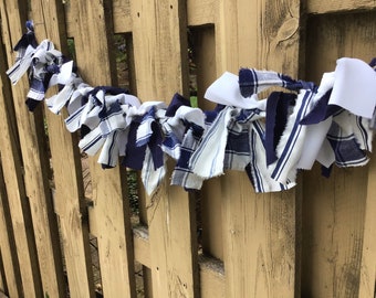 Blue and white shabby cottage hand tied garland.  Officially licensed