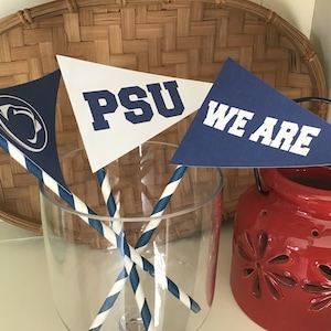 Penn State graduation tailgate party pennants flags props cake toppers. Can be customized!Officially licensed