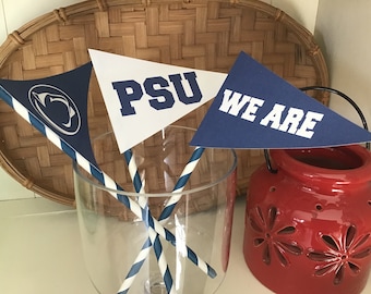Penn State graduation tailgate party pennants flags props cake toppers. Can be customized!Officially licensed