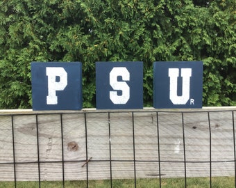 PSU Penn State University chunky wooden blocks shelf sitter. Officially licensed