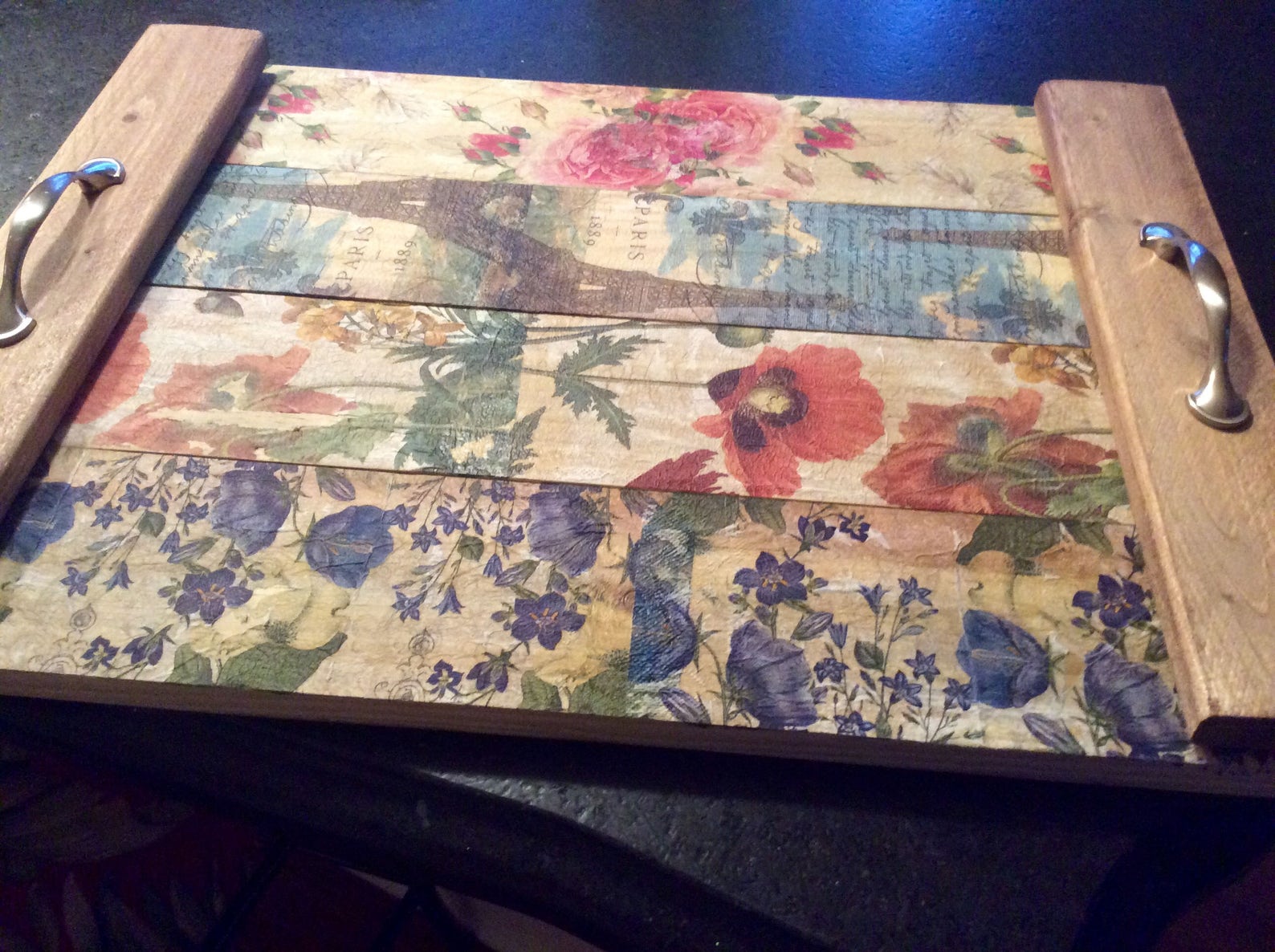 Rustic Decoupaged Wood Serving Tray Custom Kit Diy Etsy