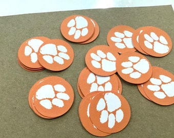 Clemson Tigers paw print confetti. Officially licensed