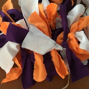 Clemson orange, white and purple fabric garland