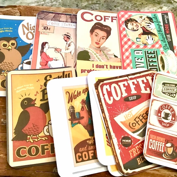 Vintage retro look coffee planner cards tags