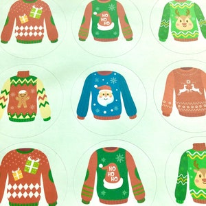 Ugly sweater Christmas stickers seals