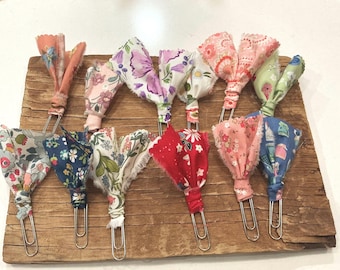Riley Blake  floral fabric planner clips, Journal clips, bible clips, book marks
