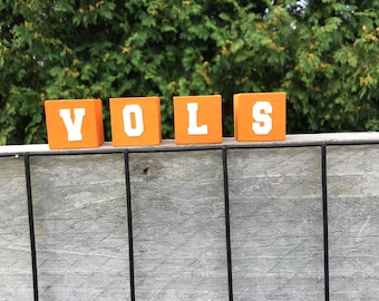 University of Tennessee Vols rustic mini 1” wooden blocks shelf sitter tier tray . Officially licensed