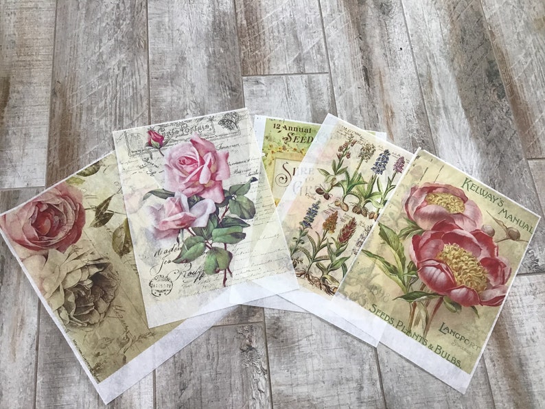 Printed Images on Tissue Paper Decoupage Crafting Ephemera Etsy