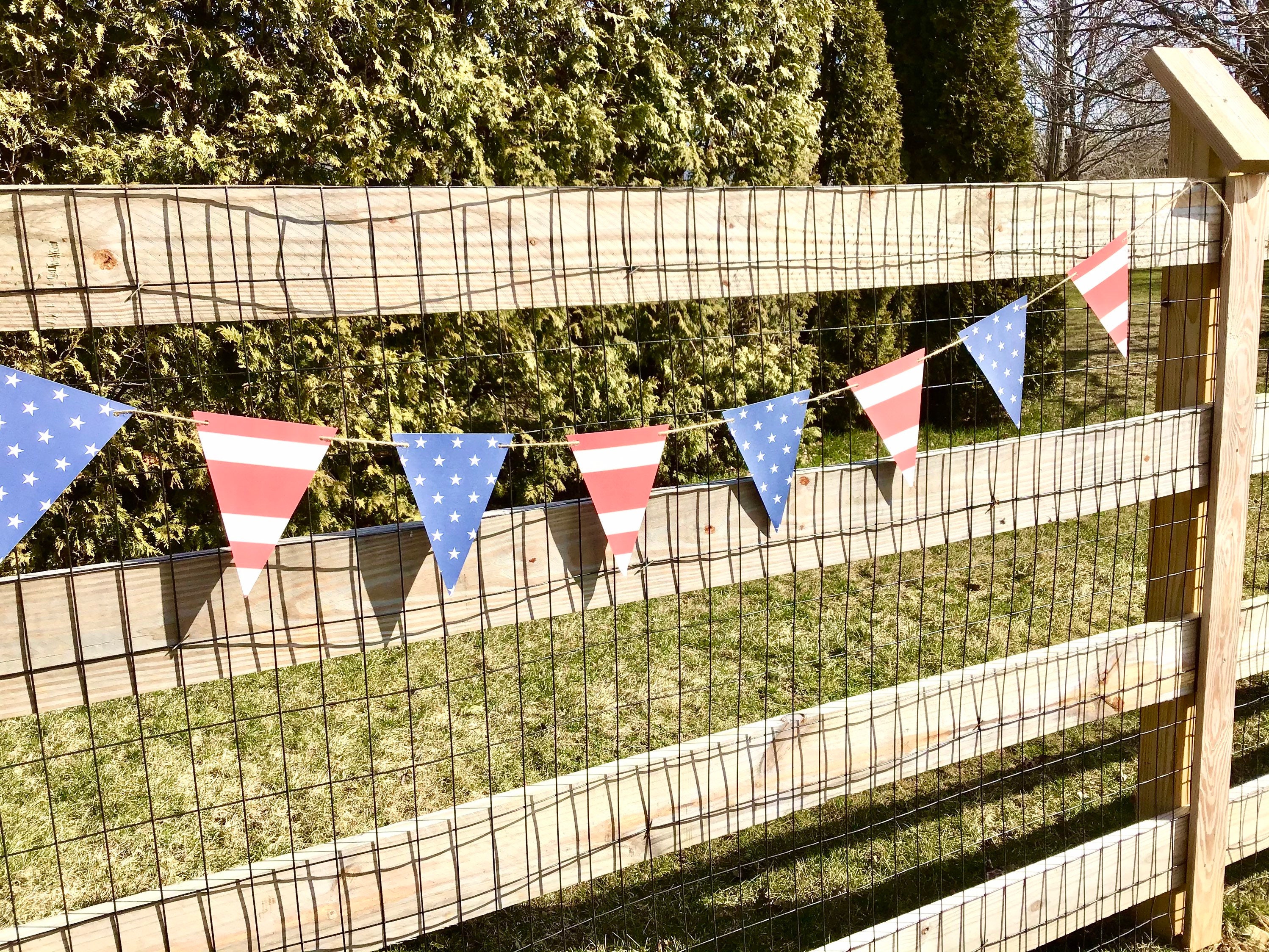 Patriotic Red White and Blue Flags Pennant Garland Banner - Etsy