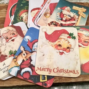 Vintage inspired retro Santa planner cards tags