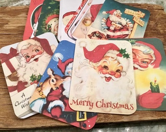 Vintage inspired retro Santa planner cards tags