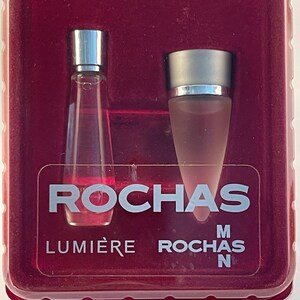 Vintage ROCHAS Lumiere und Rochas Man Eau De Toilette Miniaturen 5 ml / .17 fl oz. 2 Stück Set. Selten