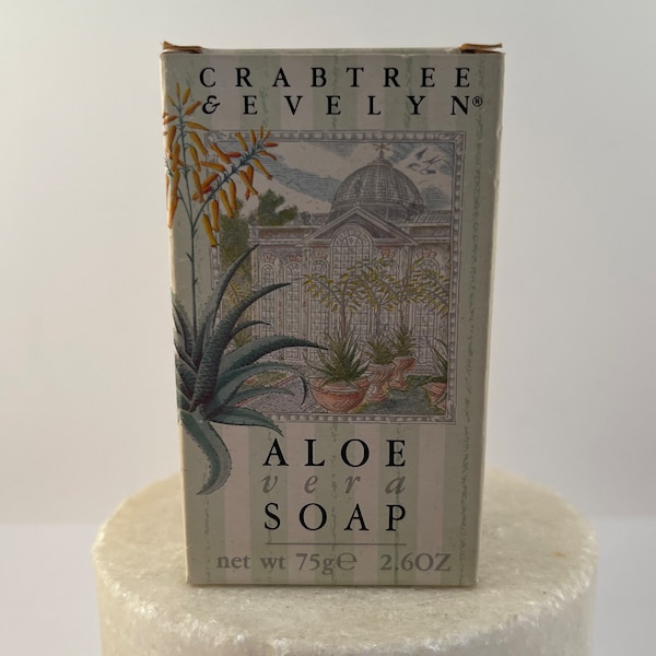 Vintage Crabtree & Evelyn Aloe Vera Savon Soap 75g 2.6 oz.  New in Box. 1991