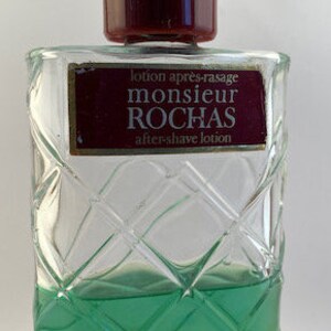Vintage ROCHAS PARIS Monsieur Lotion Apres-Resage / After-Shave Lotion  100 ml / 3.4 fl oz.  Splash. 60% vol.  Rare.  Discontinued.