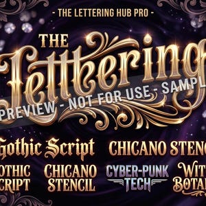 Tattoo Lettering SVG Bundle, Gothic e Chicano Font Alphabets, Vector Stencil Letters for Cricut e Silhouette, Digital Download