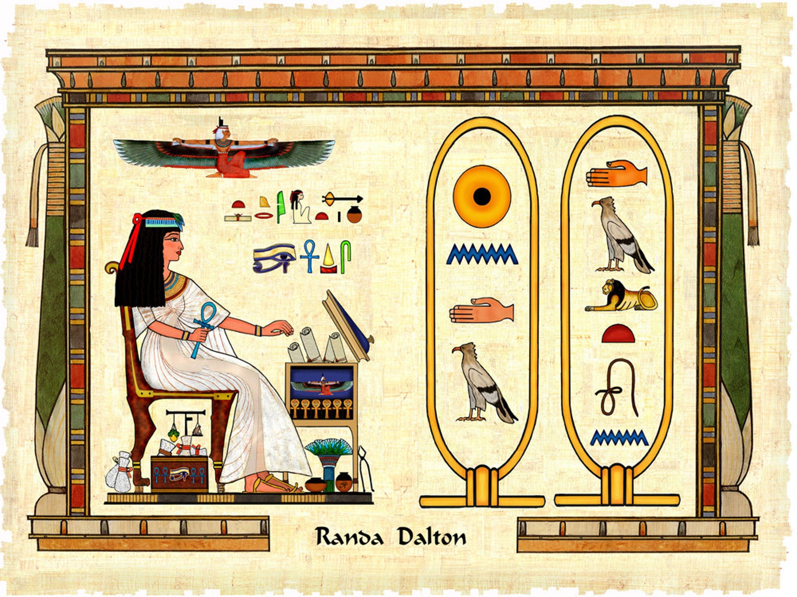 Egyptian Hieroglyphic Print: Cartouches Personalized in - Etsy