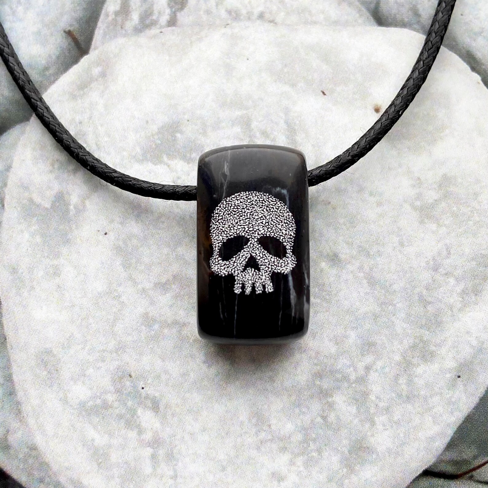 Engraved Skull necklace Etsy