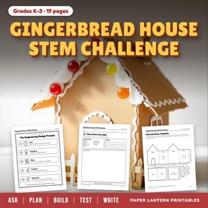 Puede incluir: Un kit educativo Gingerbread House STEM Challenge para grados K-3, que incluye 19 páginas de hojas de trabajo imprimibles con un proceso de diseño de ingeniería, una hoja de planificación y una plantilla de casa de cartón para plegar.