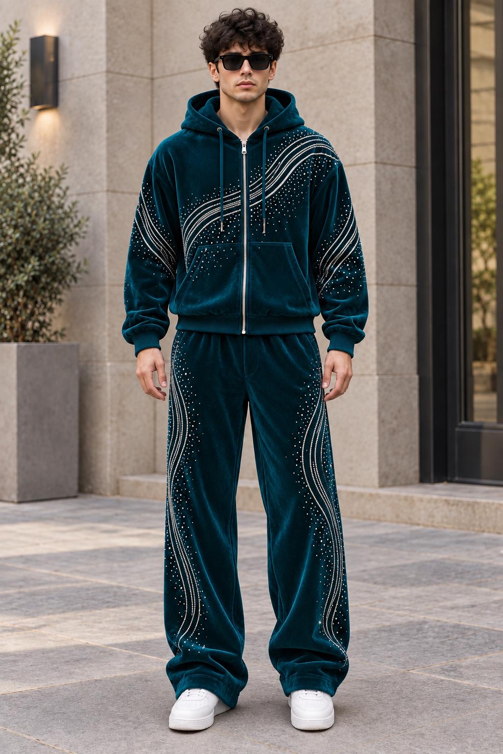 Custom Rhinestone Velour Tracksuit - Etsy