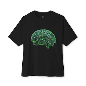 Cyberpunk Green Circuit Brain Shirt | Hacker Techwear Apparel | Software Developer Programmer Gift | Futuristic AI Motherboard Tee | Premium