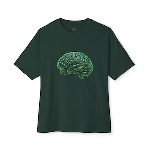 Cyberpunk Green Circuit Brain Shirt | Hacker Techwear Apparel | Software Developer Programmer Gift | Futuristic AI Motherboard Tee