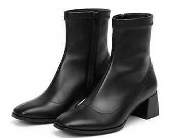 Women’s Stretch Ankle Boots US 10-14 | Large Size | Low Heel | EU 41-45