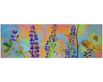 Lupine Purple Wildflowers Oil Painting Wide format over bed or bed Abstract Expressionist Violet Blue Pink soft multi colors digital print