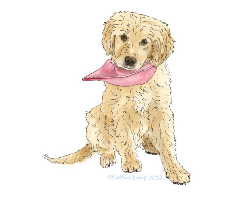 Puppy English Cream Golden Retriever Happy Cute Pet Portrait | Etsy