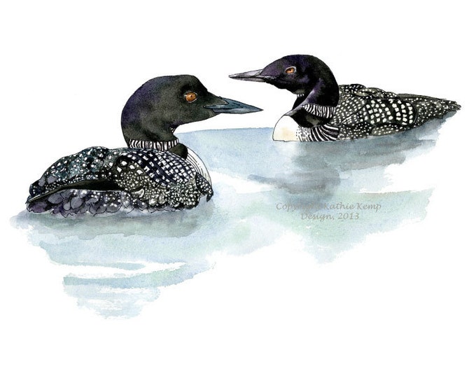 Loon Watercolor Pen and Ink Painting Gift Ideas Northern Etsy